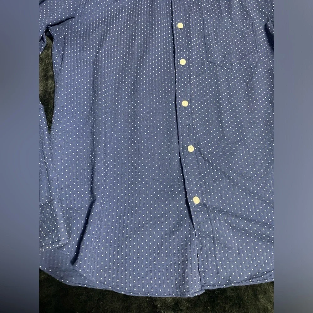 J. Crew Blue Casual Button Down Shirt with Geometric Pattern